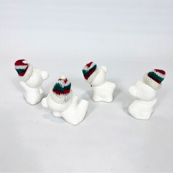 Vintage Snow Bear Ornaments Christmas Around The World 4 With Knit Hats - Picture 3 of 6